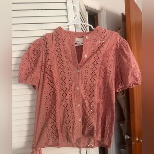 Women's Pink Eyelet Lace Top